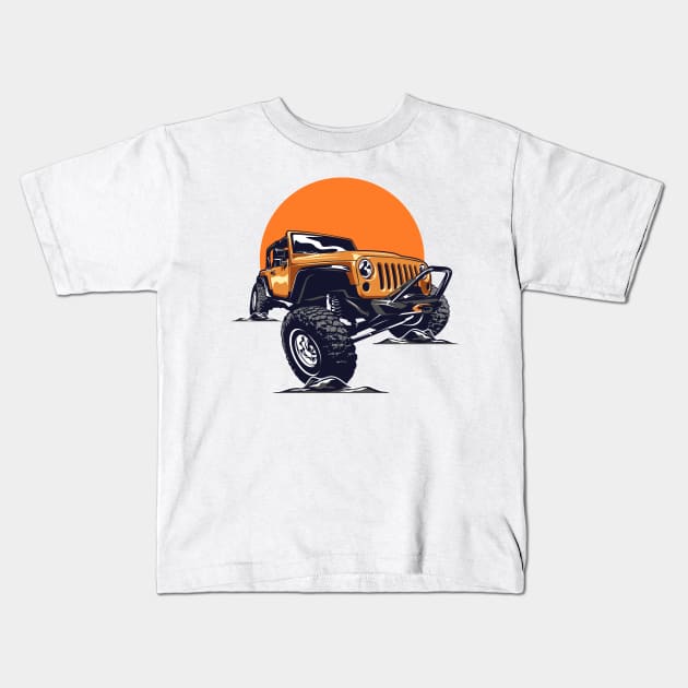 4X4 Wheeler Kids T-Shirt by D3monic